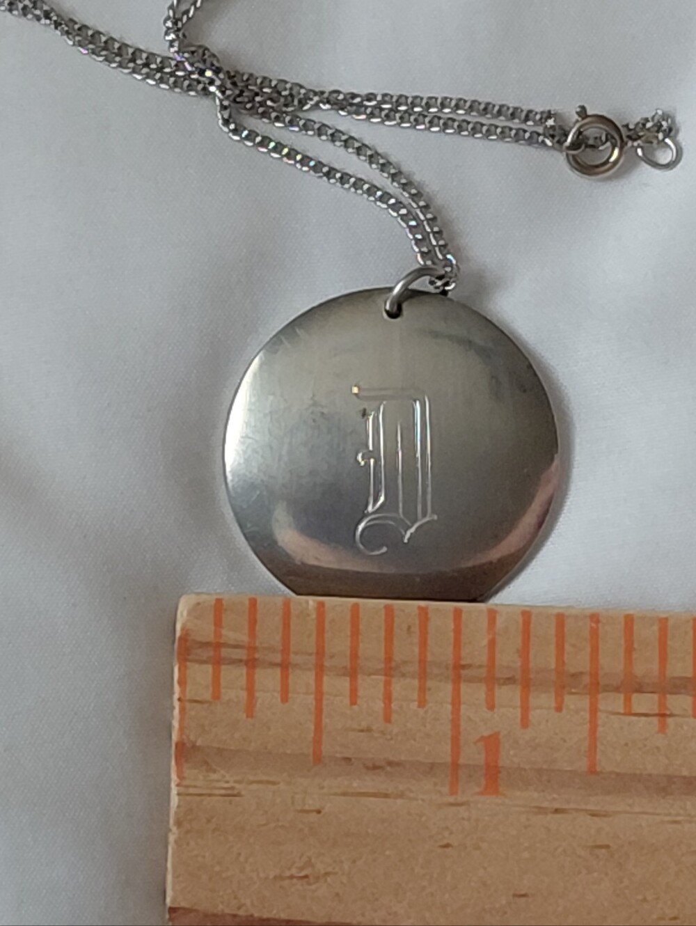 Vintage Silver Initial D Necklace Medallian